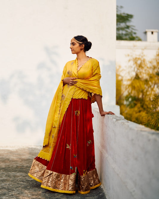 Rani  Champa  Makhmal  Lehenga  set