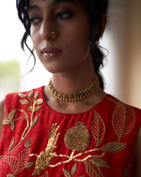 Surkh laal  Zari Sitara  Saree