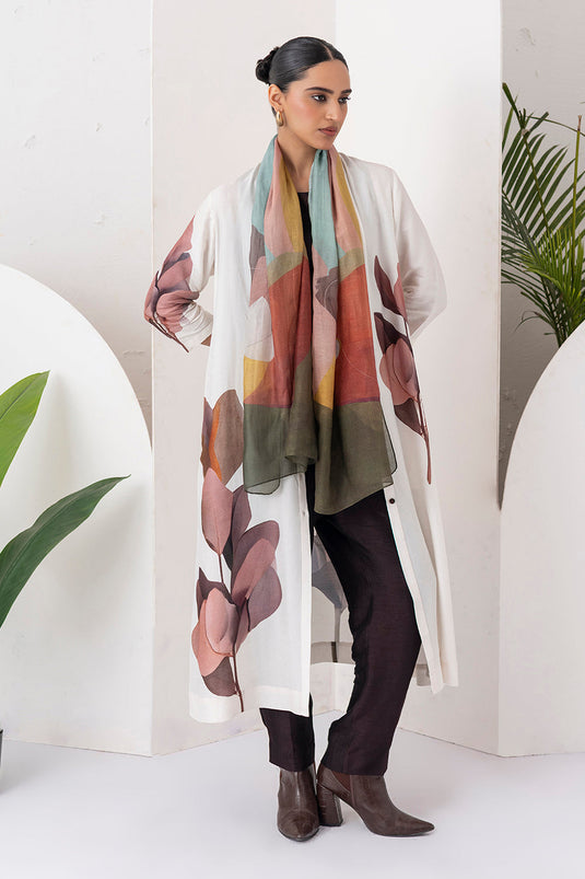 Multicoloured Thin Chanderi Printed Stole  (1 PC)