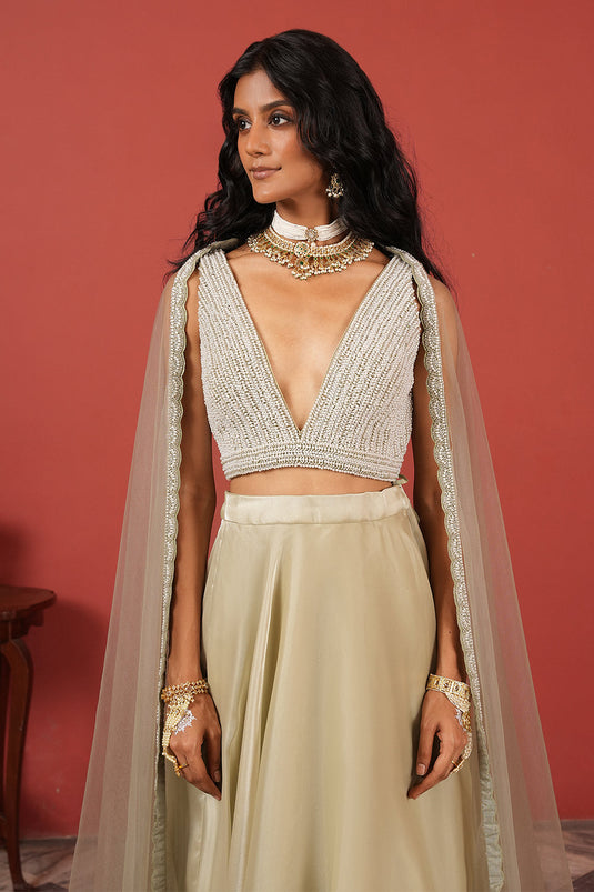 Full-Flared Skirt Set with flawless blouse