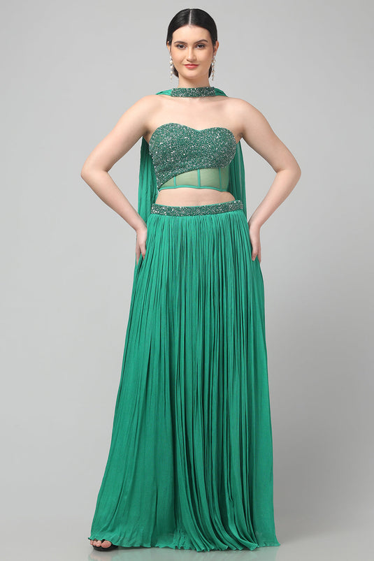 Green Strapless Corset