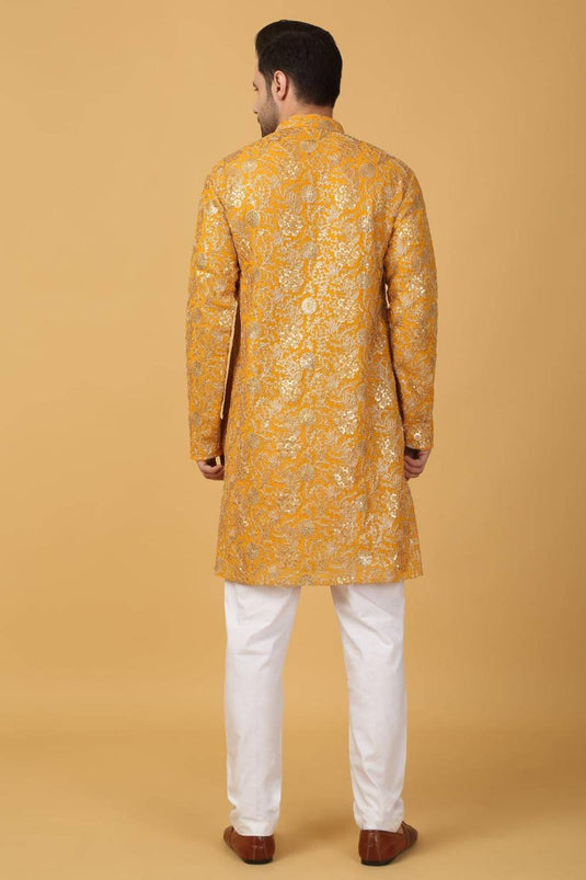 Zar Firdaus Embroidered  Kurta Pants Set - Yellow