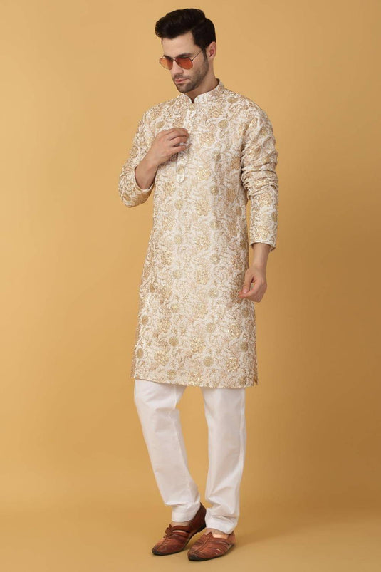 Zar Firdaus  Embroidered  Kurta  Set - Ivory