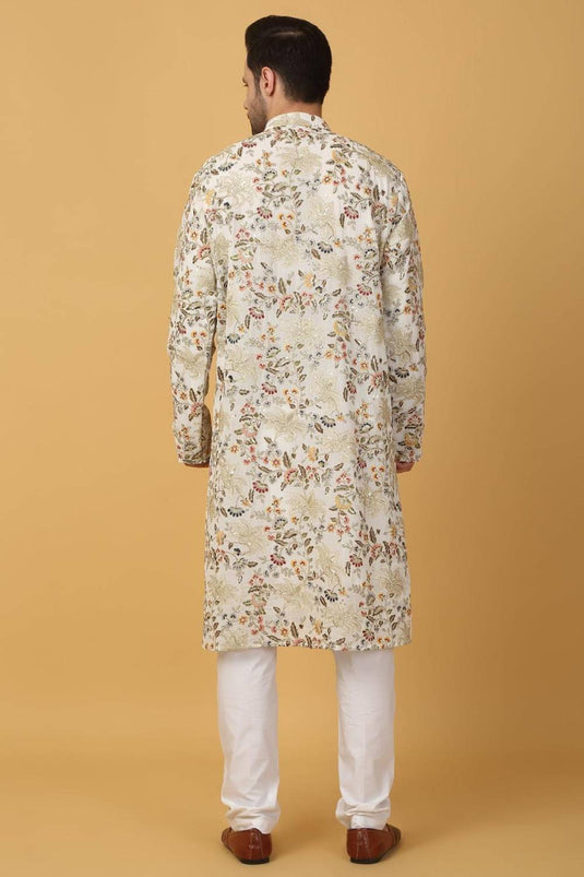 Aham Pushp Thread Embroidered Kurta Set - Ivory