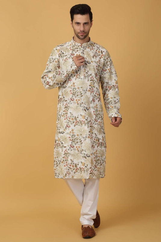 Aham Pushp Thread Embroidered Kurta Set - Ivory