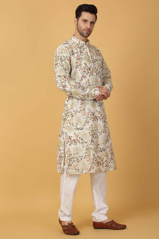 Aham Pushp Thread Embroidered Kurta Set - Ivory