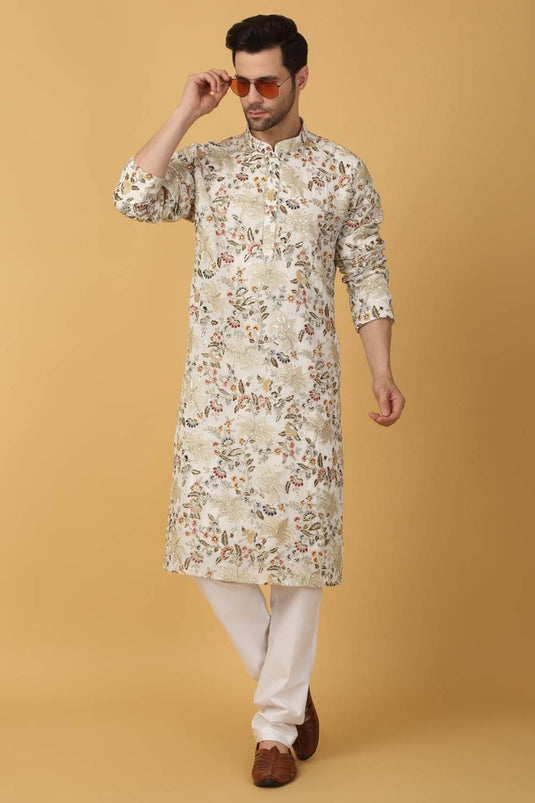Aham Pushp Thread Embroidered Kurta Set - Ivory