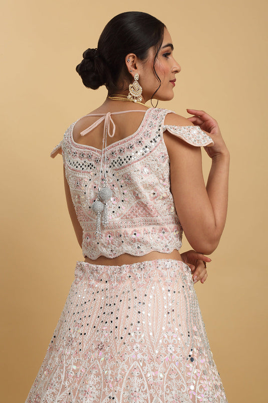 Shahi Mirror Embroidered Layered Lehenga Set
