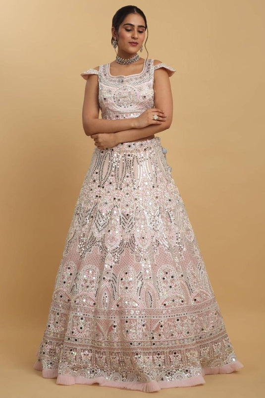 Shahi Mirror Embroidered Layered Lehenga Set