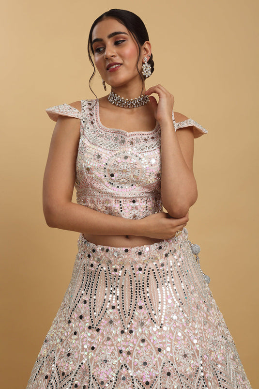Shahi Mirror Embroidered Layered Lehenga Set