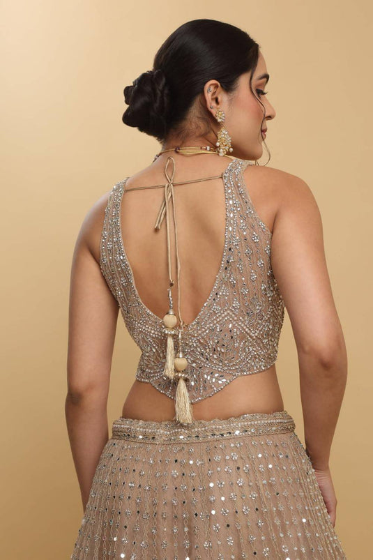 Heer Mirror And Zari Embroidered Lehenga Set