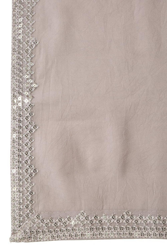Aham Grey Cotton Embroidered Thread Grey Mirror Kurta Patiala Set