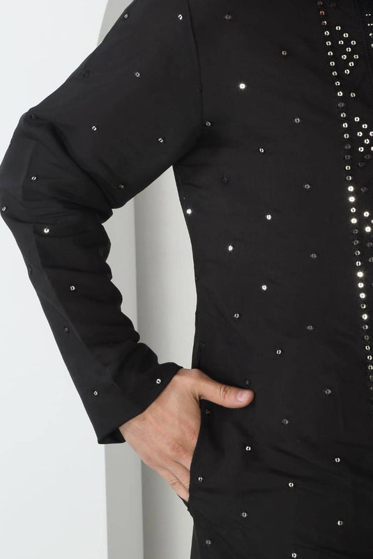 Akshat Black Embroidered Cotton Kurta Patiala Set