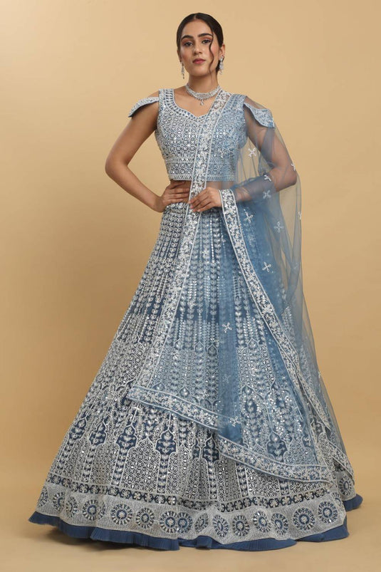Suhana Mirror Embroidered Leaf Neck Lehenga Set