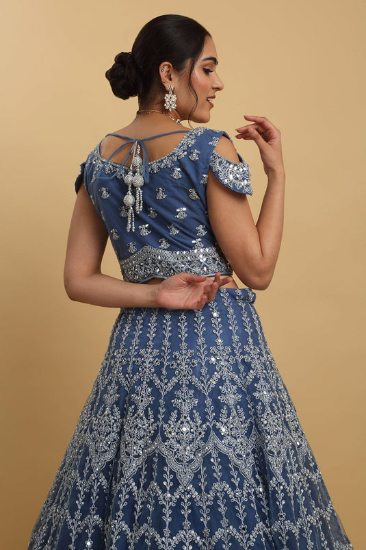 Rangrez Mirror Embroidered Layered Lehenga Set