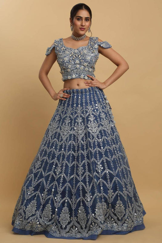 Rangrez Mirror Embroidered Layered Lehenga Set