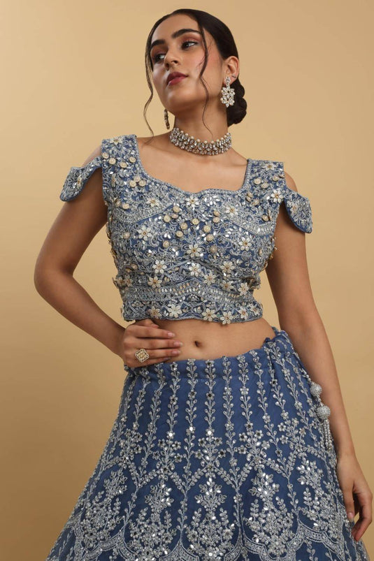 Rangrez Mirror Embroidered Layered Lehenga Set