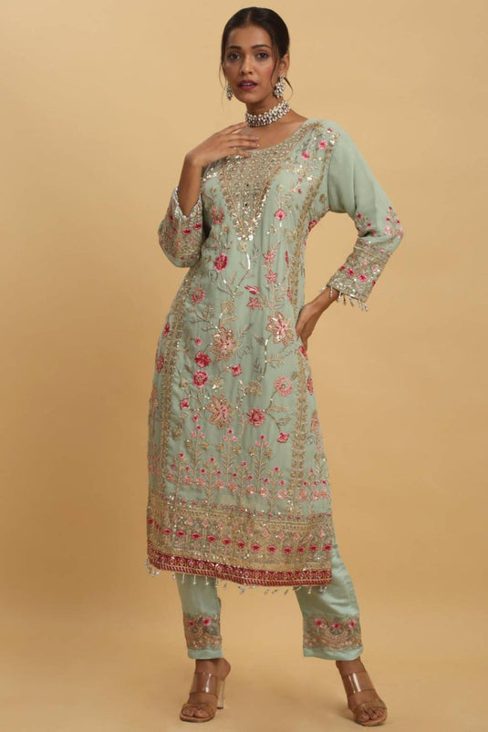 Floral Embroidered  Kurta Set