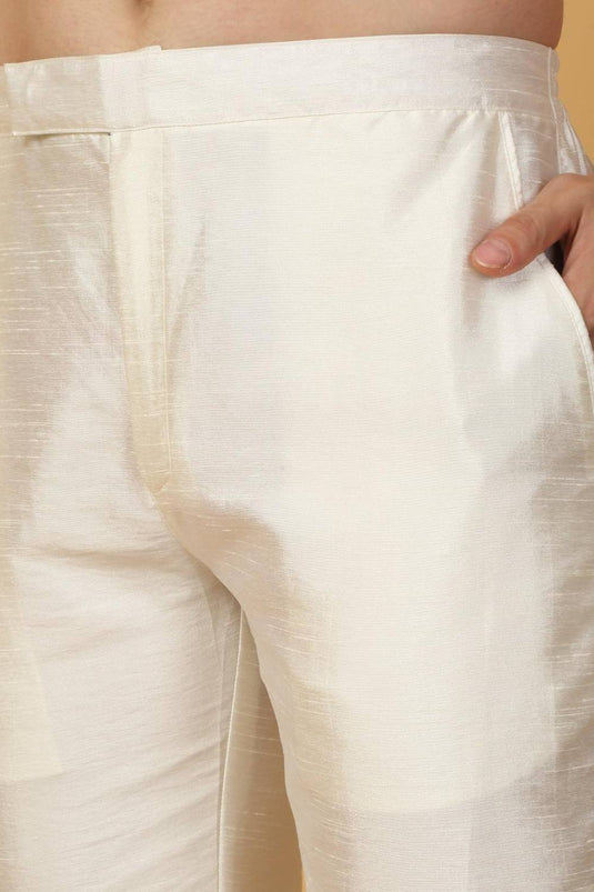 Nizam Embroidered Indo Western Jacket Set - Ivory