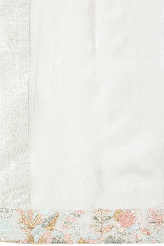 Shwet Off White Cotton Embroidered Sequin Floral Thread Kurta Set
