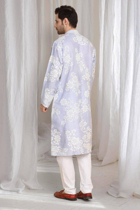 Aham Gulistaan Embroidery Thread Kurta Set - Pastel Purple