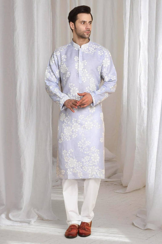 Aham Gulistaan Embroidery Thread Kurta Set - Pastel Purple