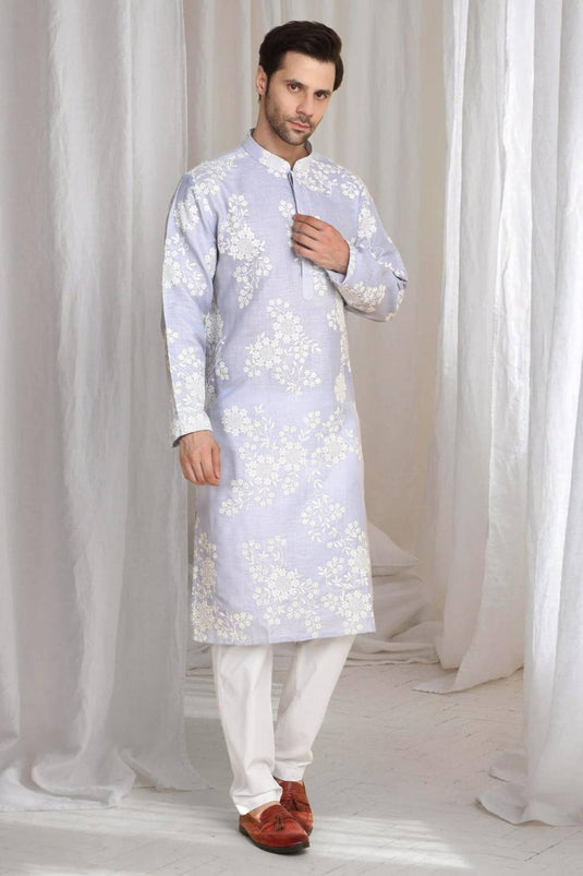 Aham Gulistaan Embroidery Thread Kurta Set - Pastel Purple