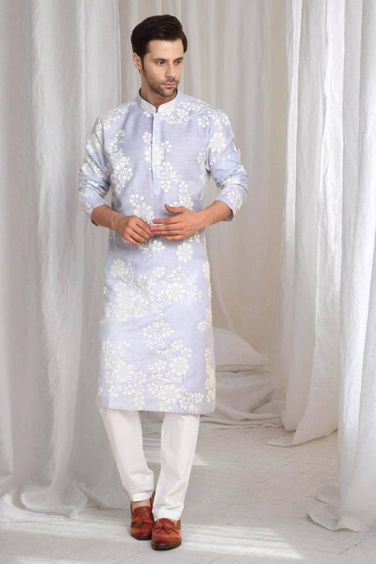 Aham Gulistaan Embroidery Thread Kurta Set - Pastel Purple