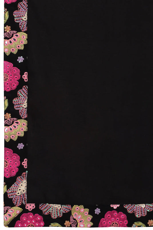 Pushpvilaas Embroidered Flower Kurta Patiala Set- Black