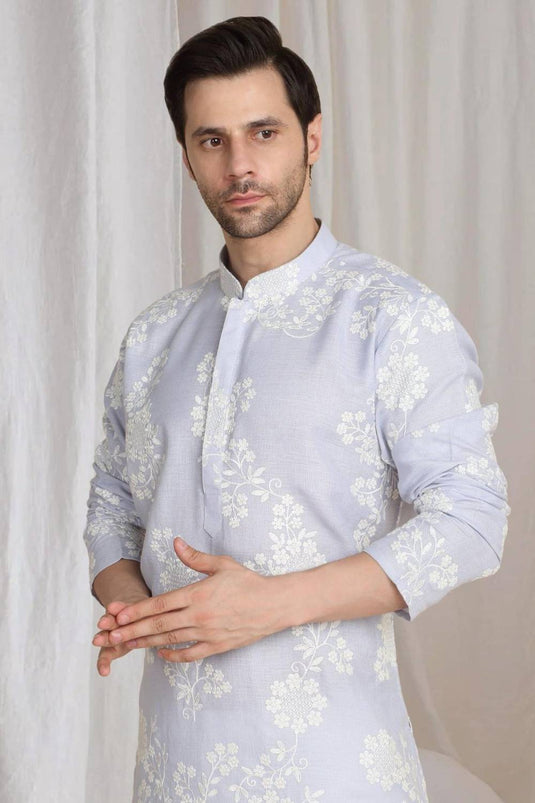 Aham Gulistaan Embroidery Thread Kurta Set - Pastel Purple