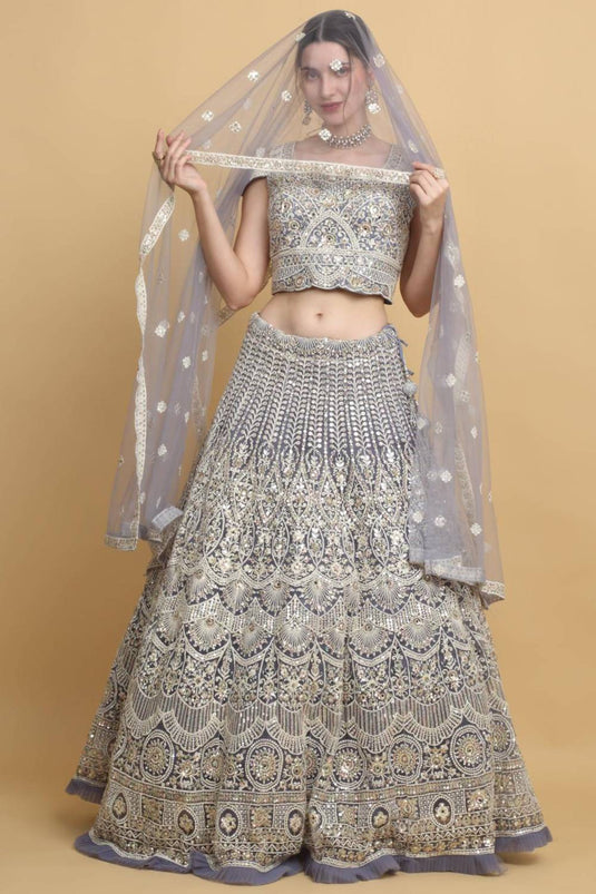 Mayur-upwan Embroidered Floral Bridal Lehenga Set