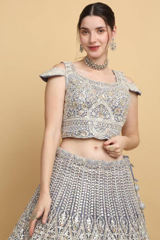 Mayur-upwan Embroidered Floral Bridal Lehenga Set