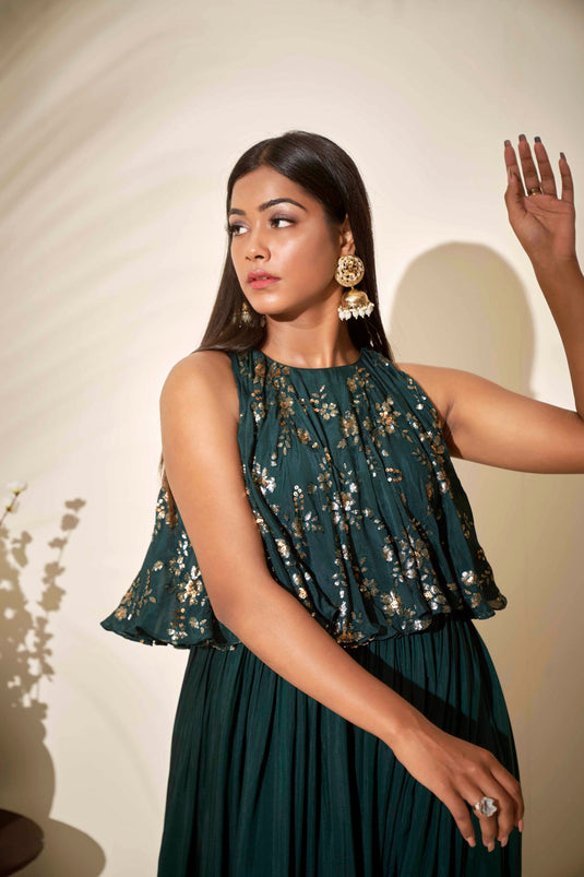 Bottle Green Layered Dress
