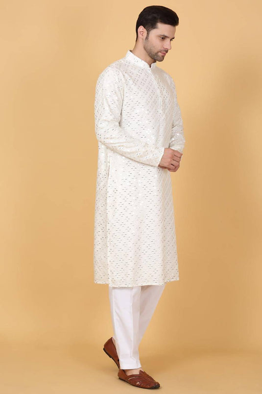 Mirror Embroidered Barfi Work Kurta Set