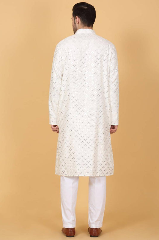 Mirror Embroidered Barfi Work Kurta Set