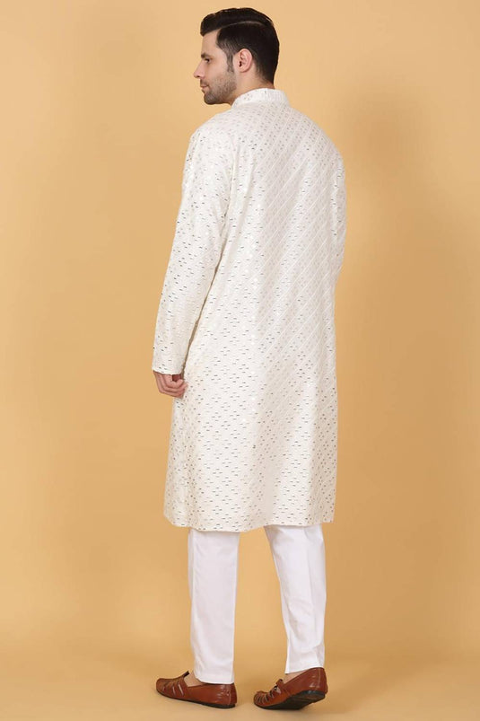 Mirror Embroidered Barfi Work Kurta Set