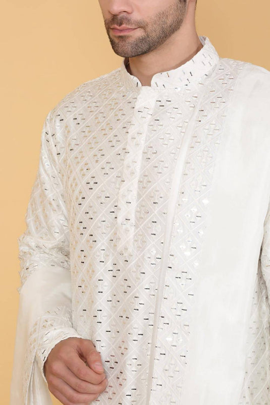 Mirror Embroidered Barfi Work Kurta Set