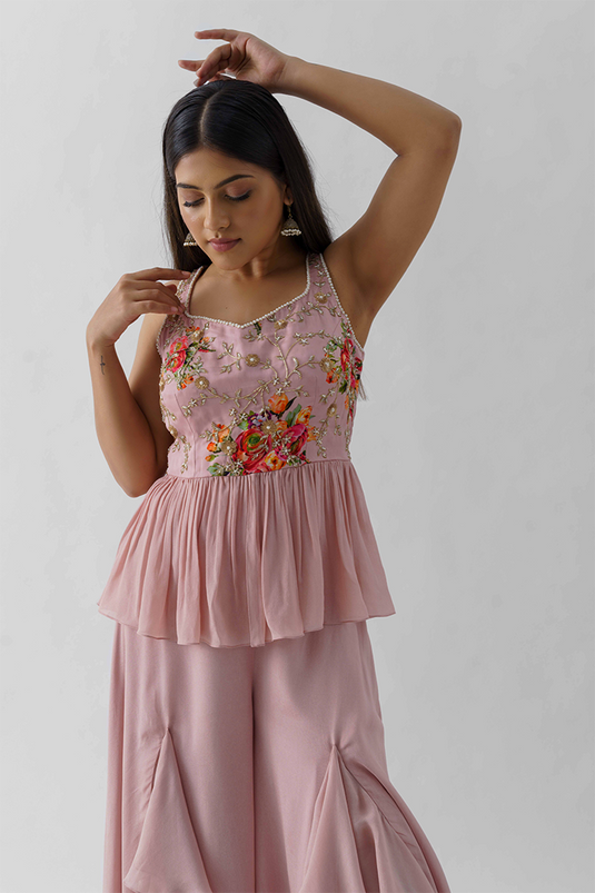 Blush Pink Flared Pant Set