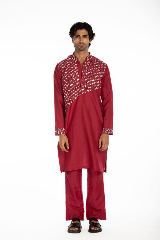 Burgundy Embroidered Set