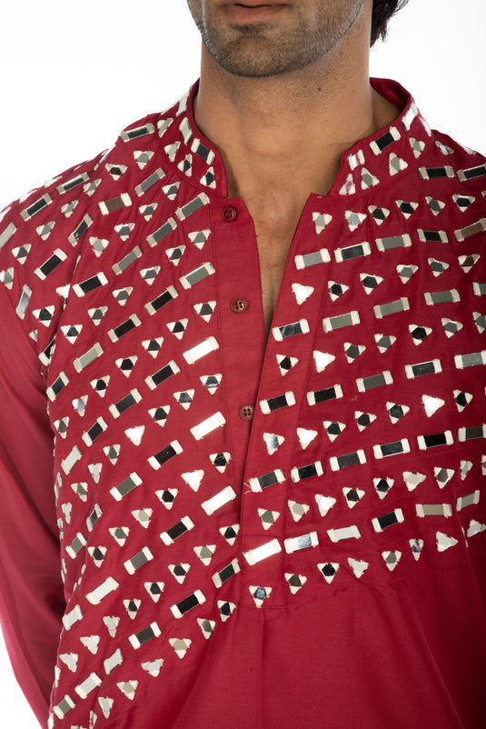 Burgundy Embroidered Set