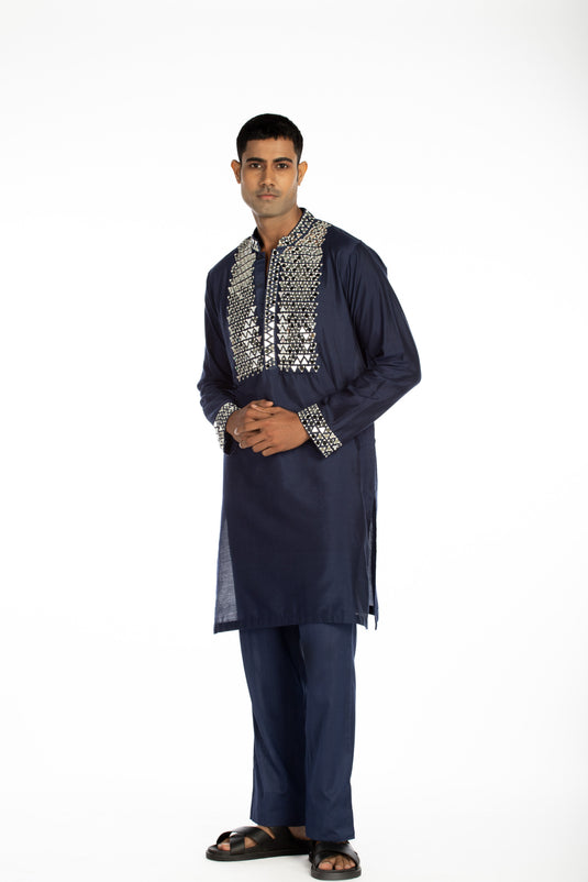 Navy Blue Embroidered Set