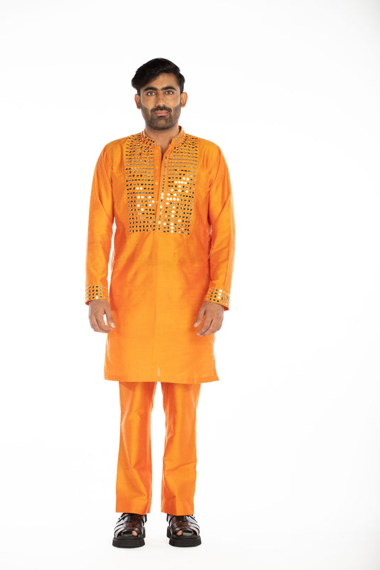 Orange Embroidered Set