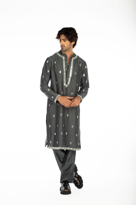 Grey Embroidered Set