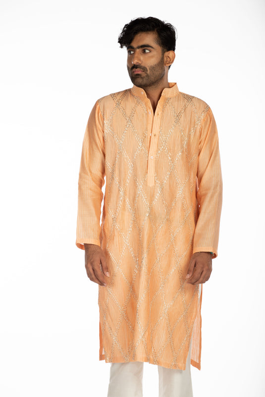 Peach Embroidered Set