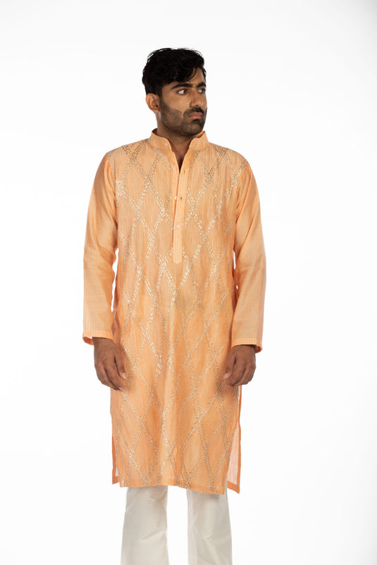 Peach Embroidered Set