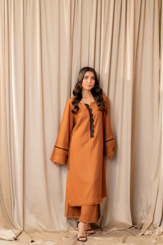 Warm Brown Kurta With Pants