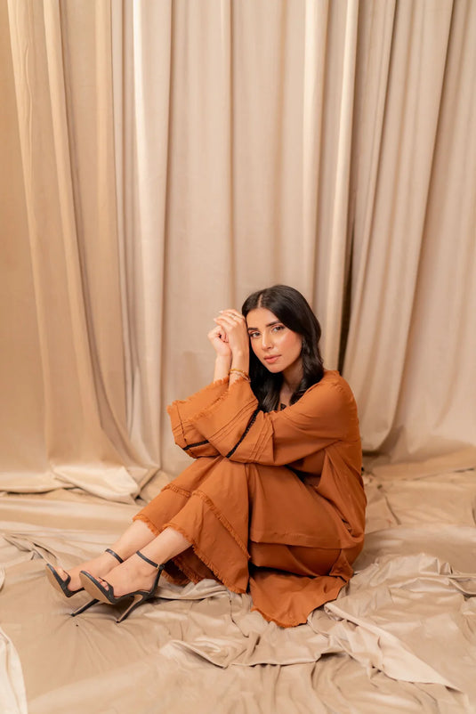 Warm Brown Kurta With Pants
