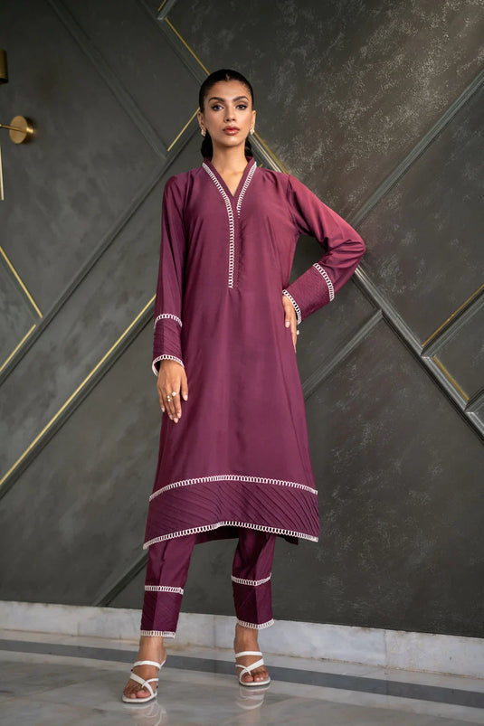 Deep purple Kurta With Pants