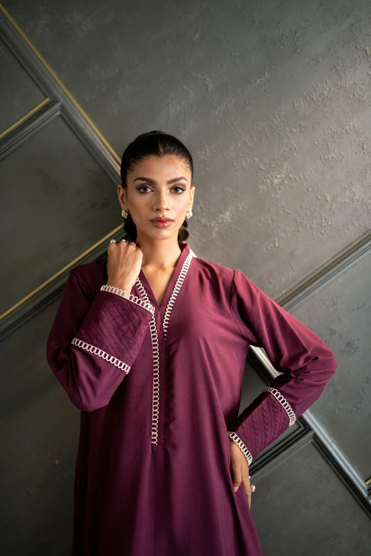 Deep purple Kurta With Pants