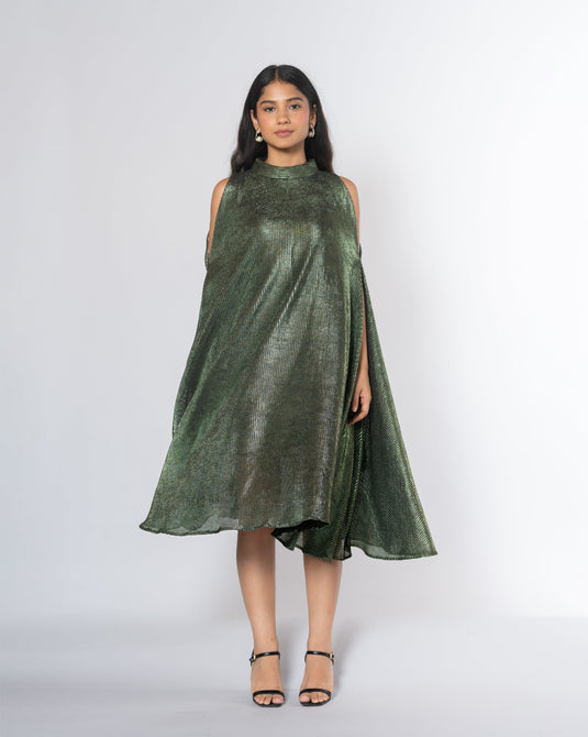 Metallic Cold Shoulder Dress